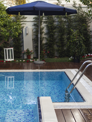 Original architectural swimming pool photograph before PSD layer markup for professional architectural image retouching.